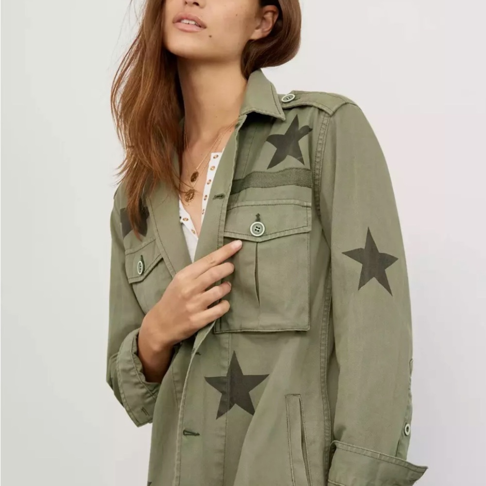 PISTOLA CAMILO MILITARY JACKET ROYAL HONOR XS Green Stars Pockets Shirt …